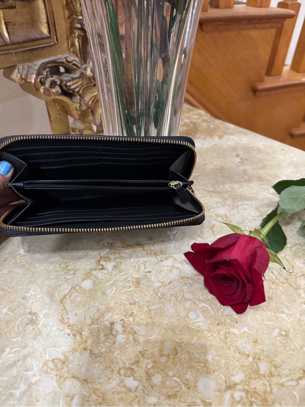Coach Brown and Black Signature Zip Wallet - Picture 3 of 3